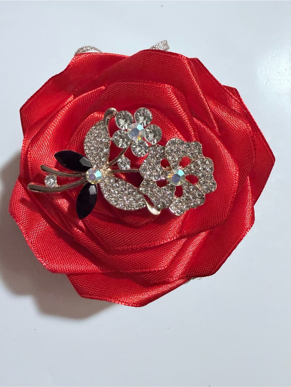 Red Floral Crystal Brooch - Women Jewelry